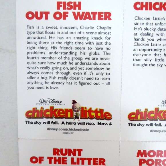 NEW 2005 DISNEY CHICKEN LITTLE PROMOTIONAL PREMIERE TRADING CARD SHEET - Picture 13 of 14